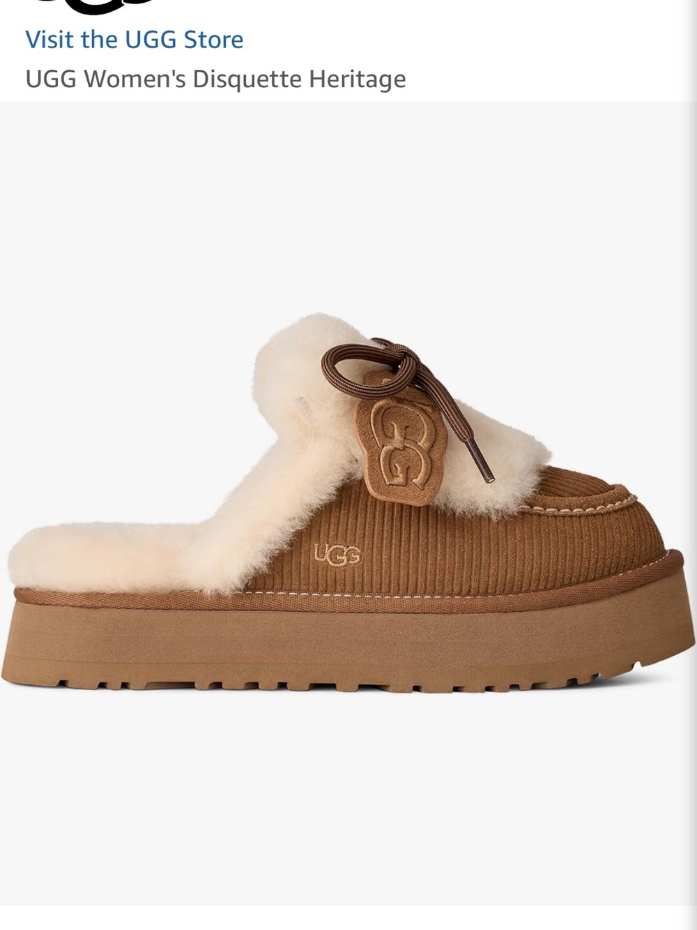 UGG Women's Disquette Mule in Chestnut with Cream Shearling
